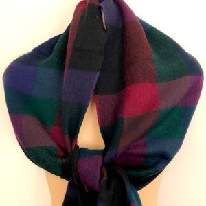 Cashmillion Vintage plaid scarf 11 3/4”Wx 33”L ExC